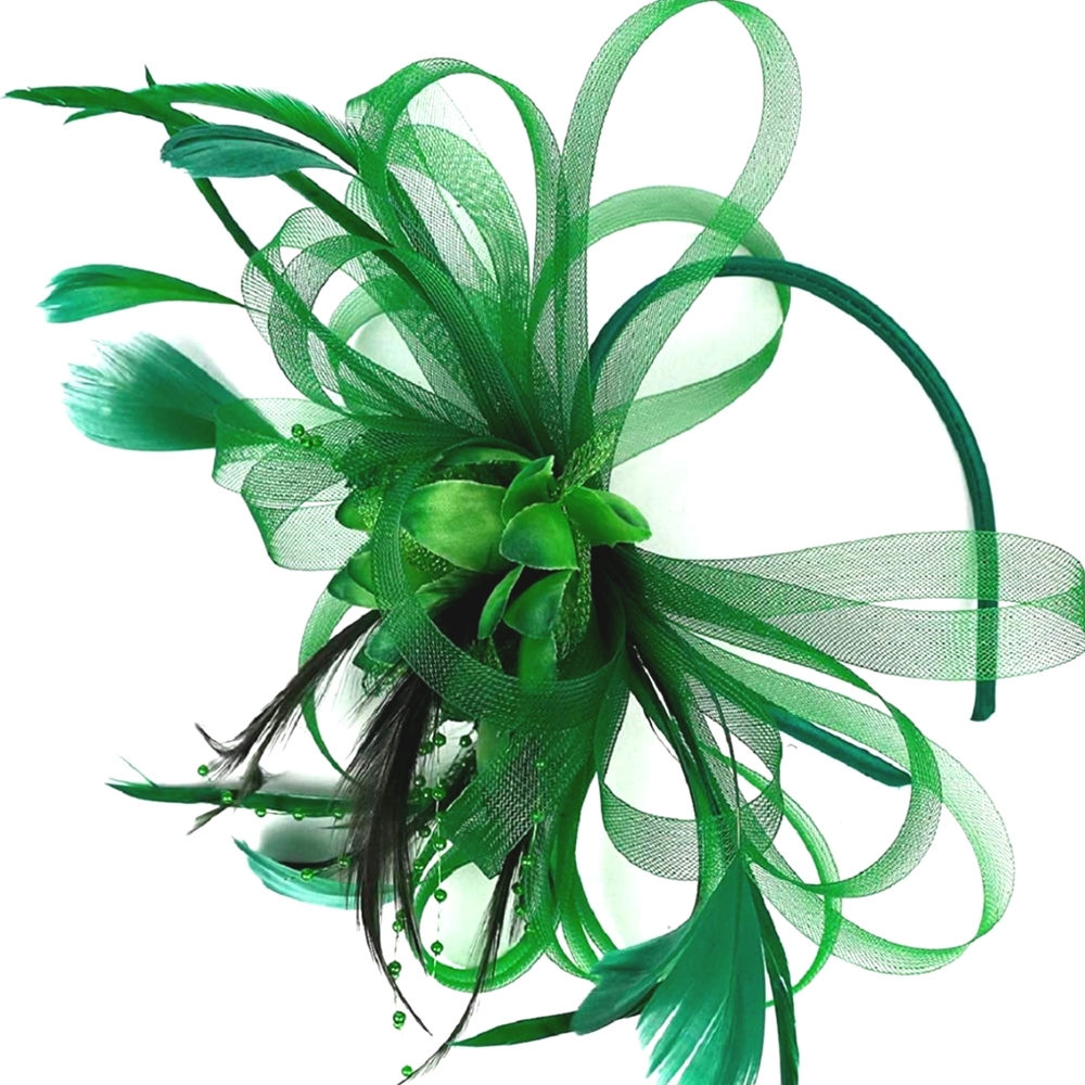 3 PC Green Fabulous Fascinator Cocktail Tea Party Races Church Brun…